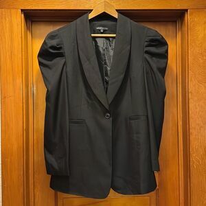 Adriana Papell Black Puffy Shoulder One Button Blazer Women’s Medium